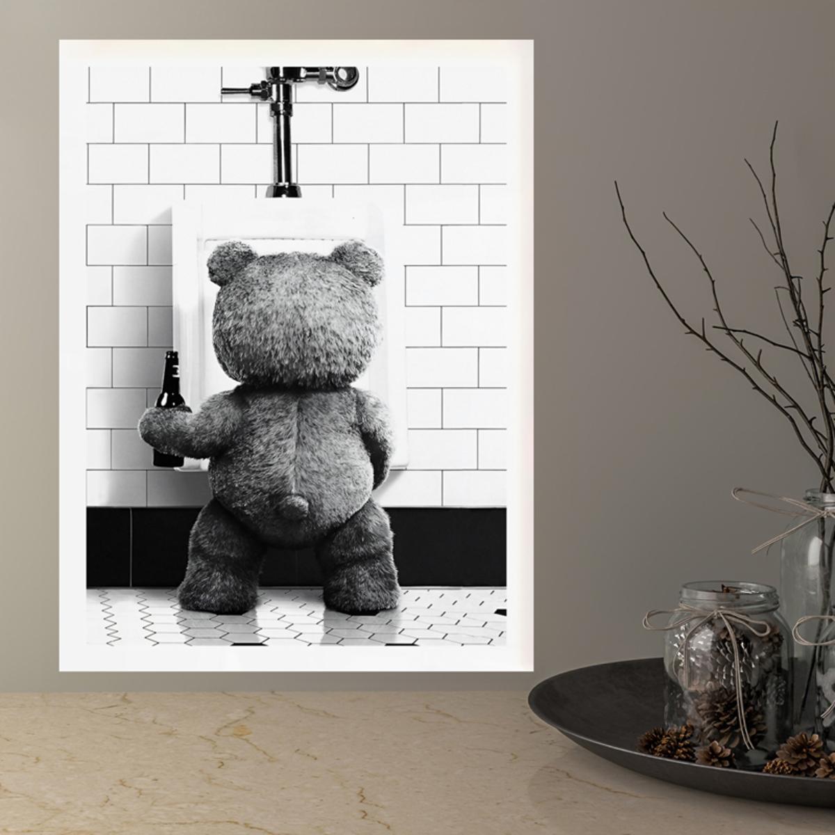 Canvas Wall Art Poster Featuring Ted Movie Funny Animal Print for Living Room Bedroom Decor