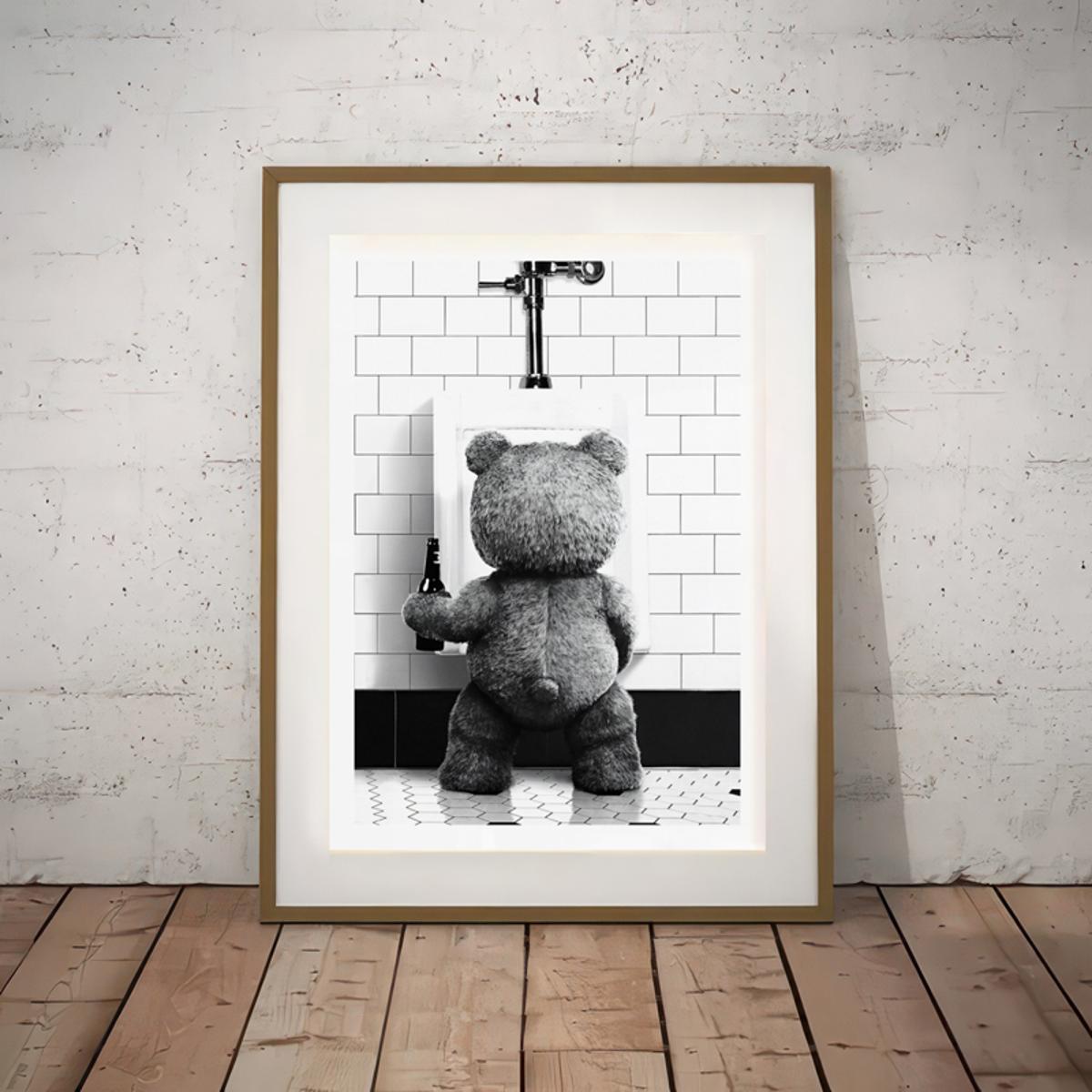 Canvas Wall Art Poster Featuring Ted Movie Funny Animal Print for Living Room Bedroom Decor