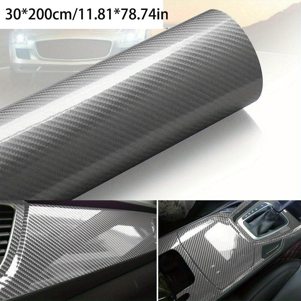 Avtomobil vinil yopishtiruvchi yorliqli yaltiroq karbon tolasi filmi 30x200cm Himoya qilish DIY
