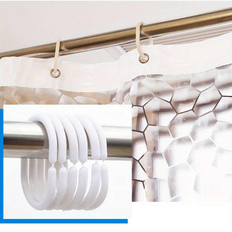 1 dona EVA dush pardasi, 12 ta tutqich bilan, suv o'tkazmaydigan va zamonaviy hammom bezaklari va uy bezaklari uchun aksessuarlar.