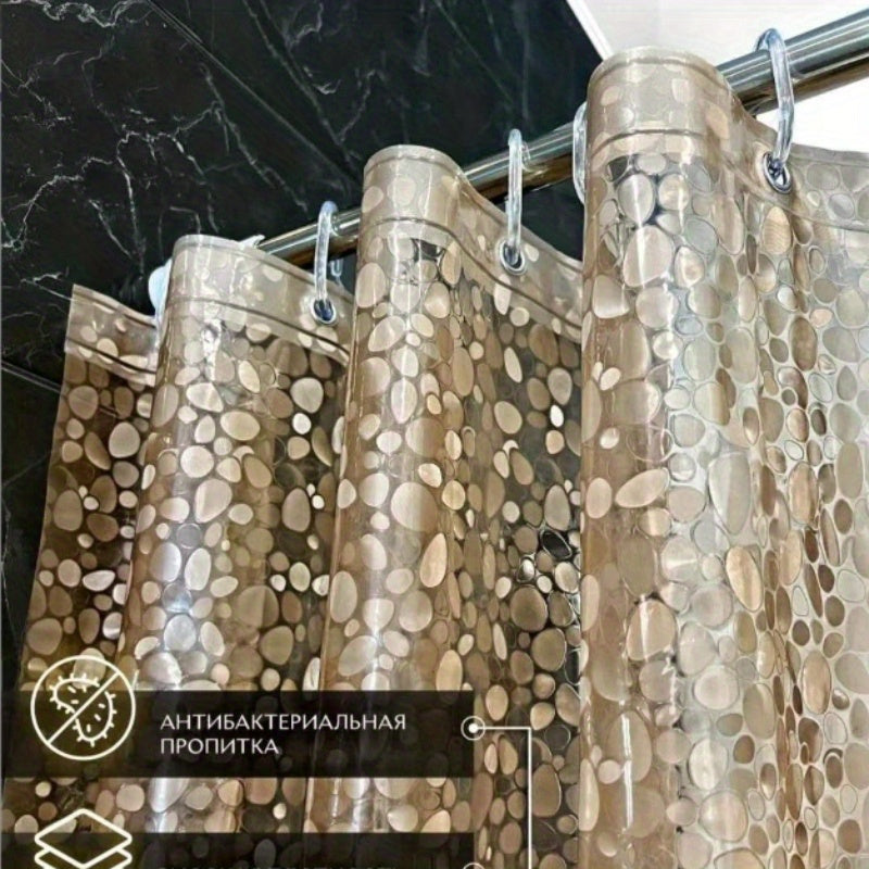 1 dona EVA dush pardasi, 12 ta tutqich bilan, suv o'tkazmaydigan va zamonaviy hammom bezaklari va uy bezaklari uchun aksessuarlar.