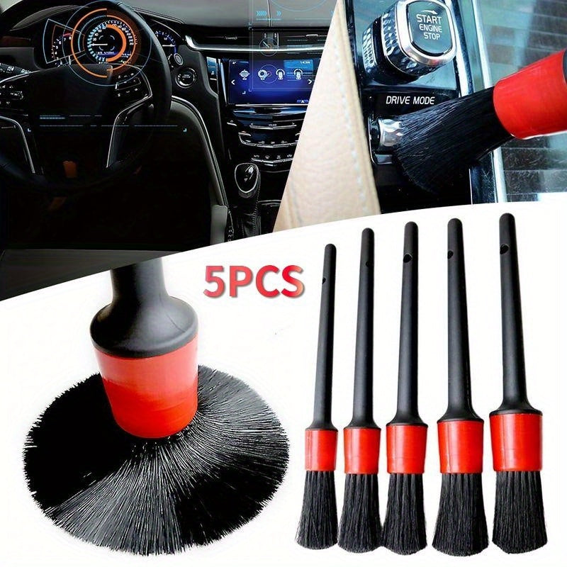 5Pcs Car Detailing Brush Set Wash Tools for Interior Exterior Cleaning