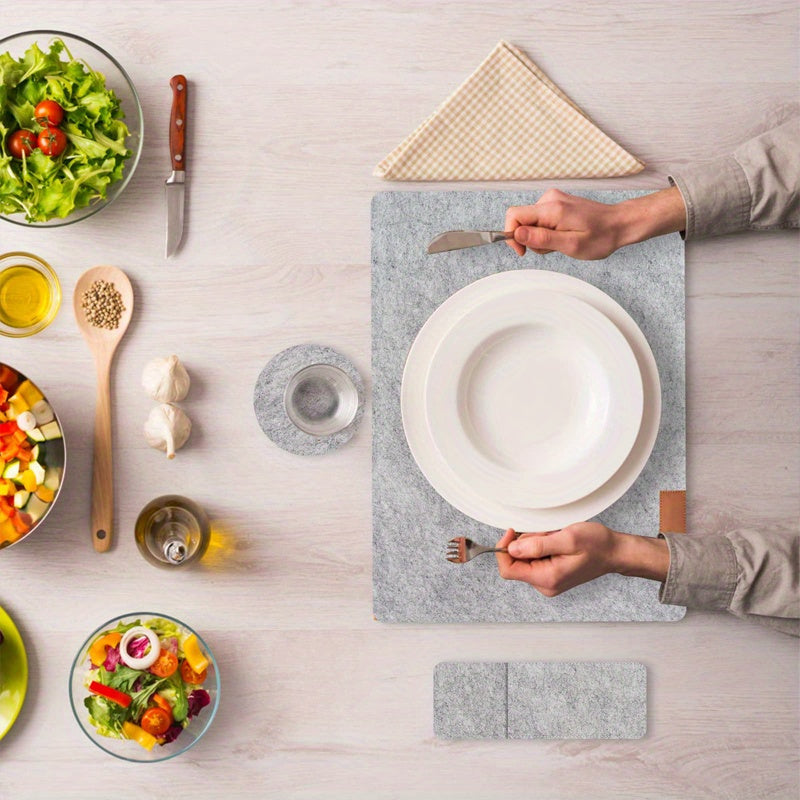 12-Piece Dining Table Decor Set with Felt Placements Coasters and Cutlery Bag