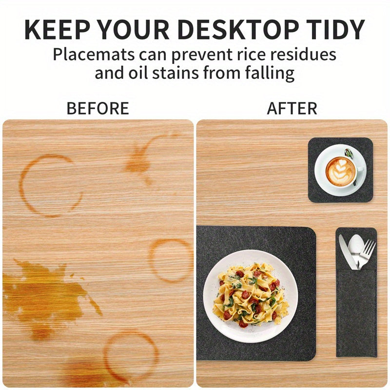 12-Piece Dining Table Decor Set with Felt Placements Coasters and Cutlery Bag