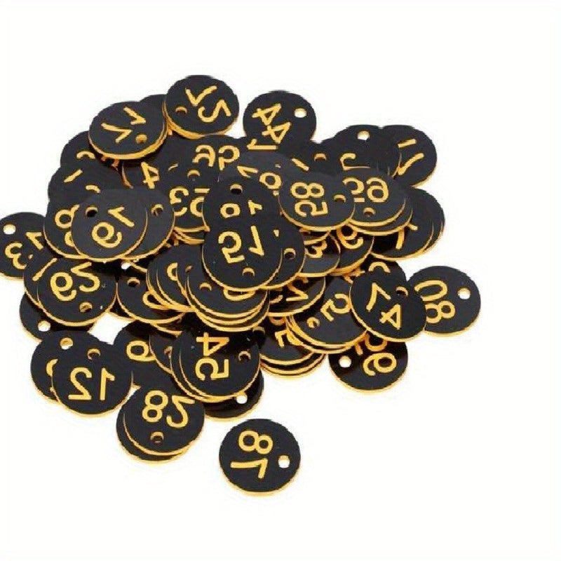 100 Round Numbered Sign Labels with Hole for DIY Decorations and Storage
