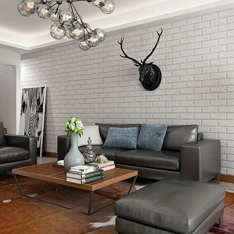 Set of 40/50/60pcs 3D Foam Brick Pattern Wallpaper Waterproof Wall Decor for Bedroom Living Room