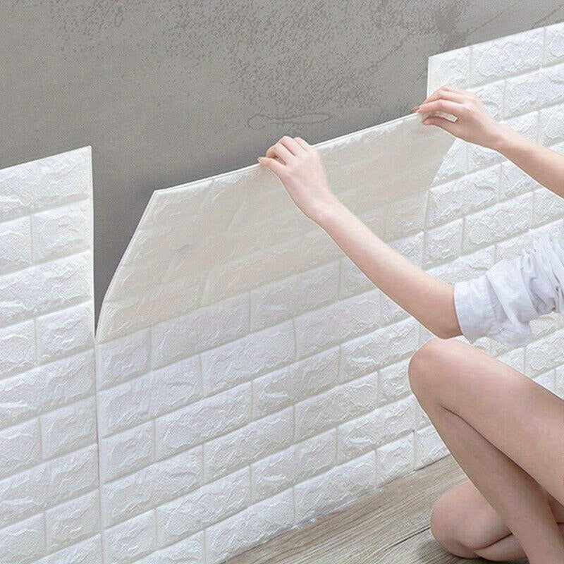 Set of 40/50/60pcs 3D Foam Brick Pattern Wallpaper Waterproof Wall Decor for Bedroom Living Room
