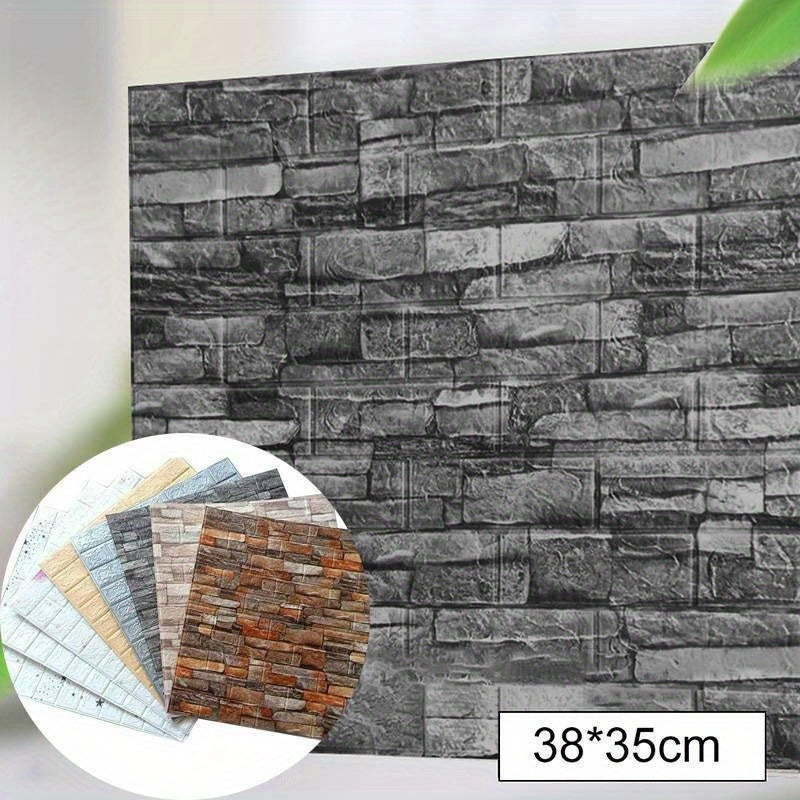 Set of 40/50/60pcs 3D Foam Brick Pattern Wallpaper Waterproof Wall Decor for Bedroom Living Room