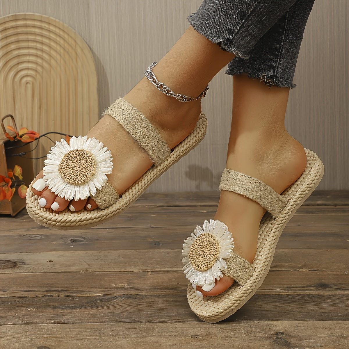 Women's Floral Sandals Lightweight EVA Slip-On Casual Footwear