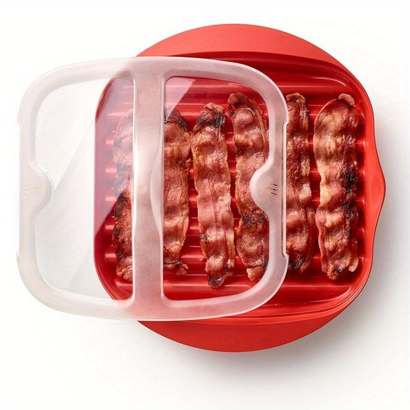 Microwave Bacon Maker Grill with Lid Non-Stick Tray Food Safe Versatile Oven Cooker
