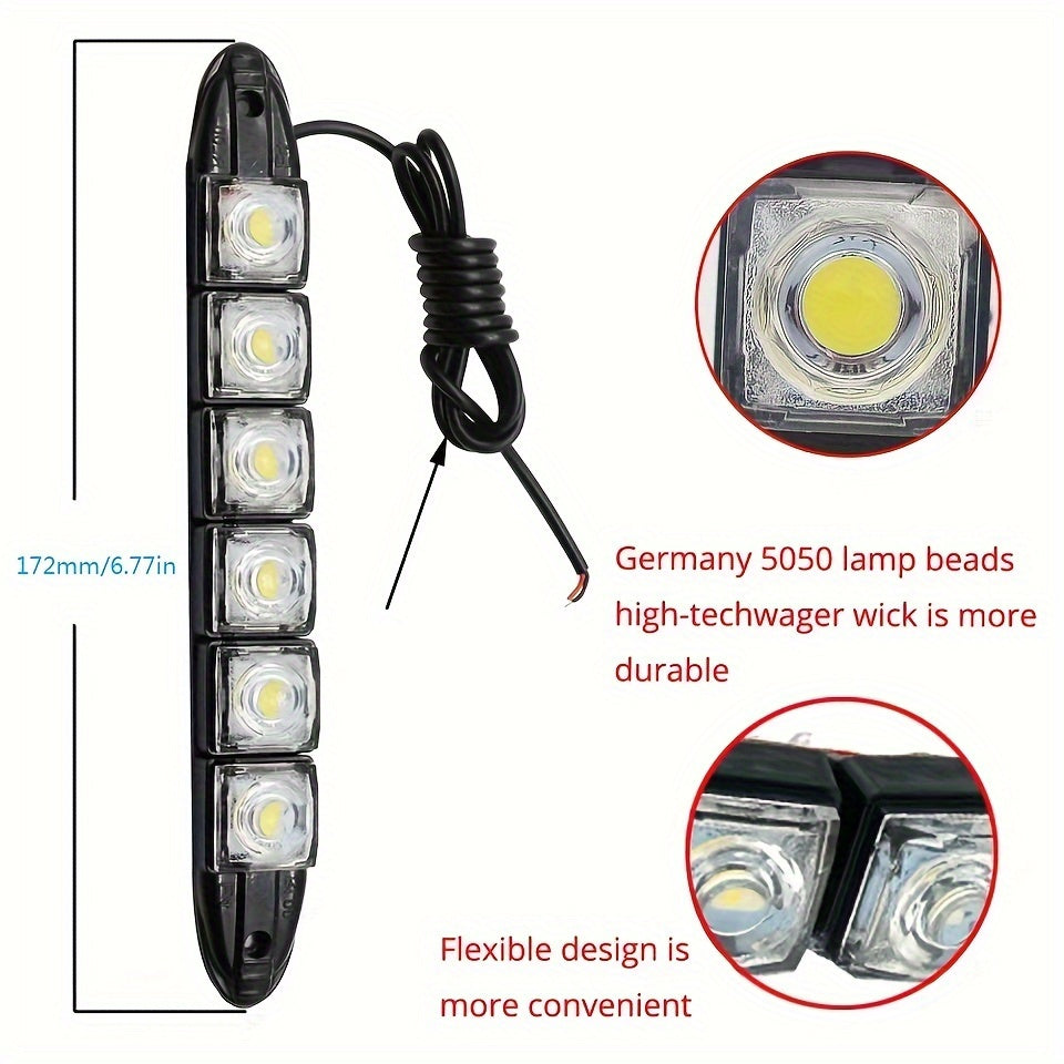 2 dona Avtomobil LED DRL Kunduzgi Ishga Tushirish Chiroqlari Moslashuvchan Oq Muz Sariq Tuman Lampasi