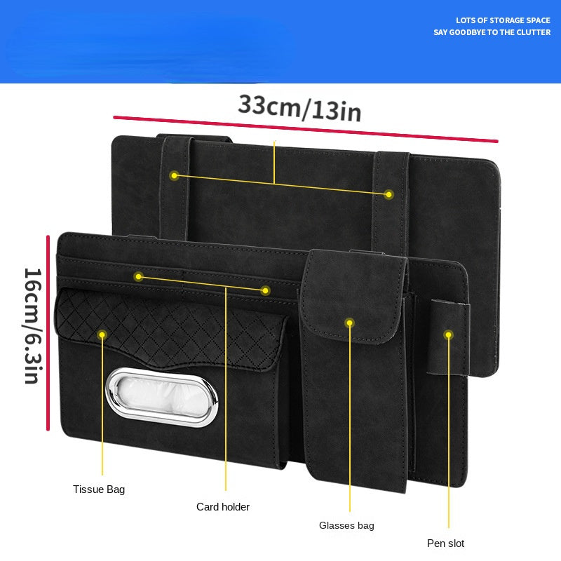 Organizador universal para visera de coche de cuero PU con soporte para tarjetas y bolígrafo
