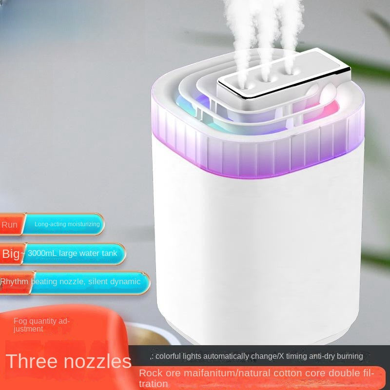 Silent Rhythm 3L Ultrasonic Humidifier for Home Office Quiet Mist with 3 Spouts