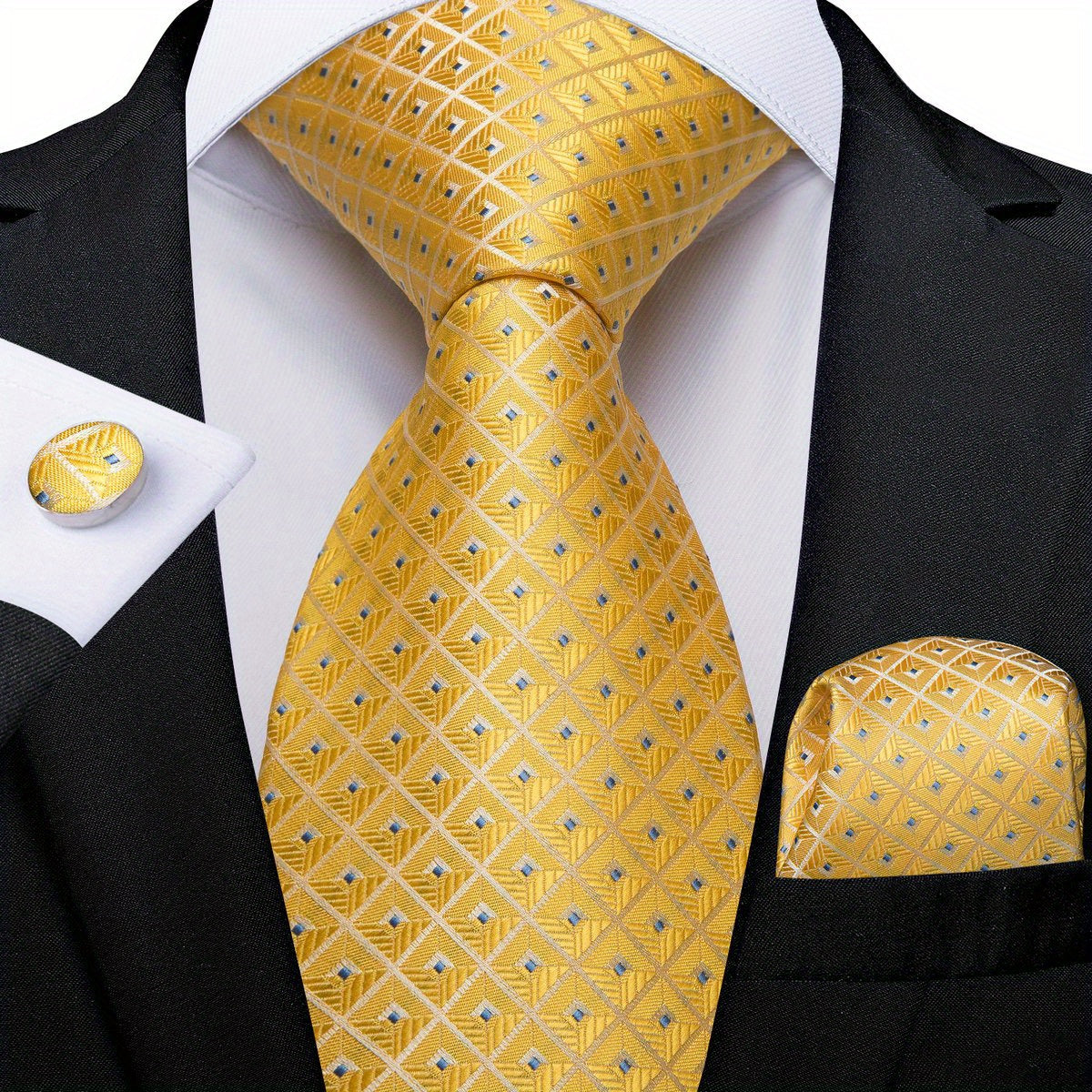 Men's Necktie Set with Cufflinks for Wedding Formal Wear Stylish Accessories