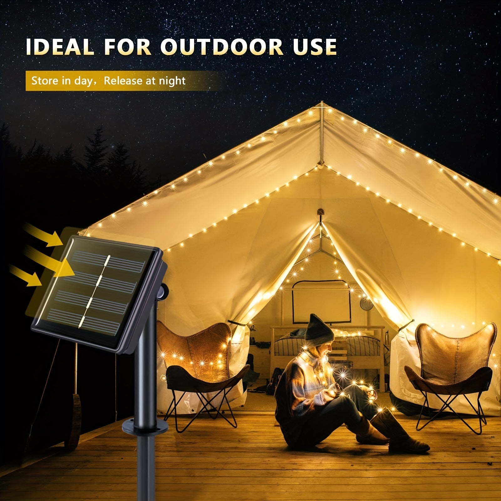 Наружные солнечные гирлянды 8 режимов для сада, дерева, свадьбы, вечеринки, белый, разноцветный