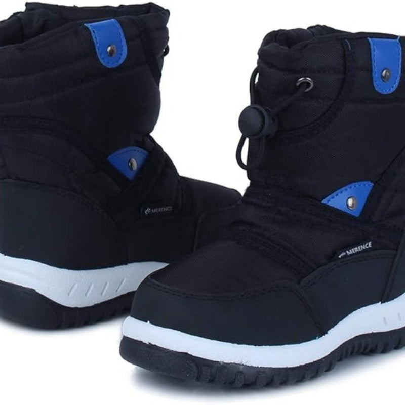 Kids Winter Snow Boots for Boys and Girls with Fur Lining Non-Slip TPR Sole Hook-and-Loop Closure in Blue Purple Red