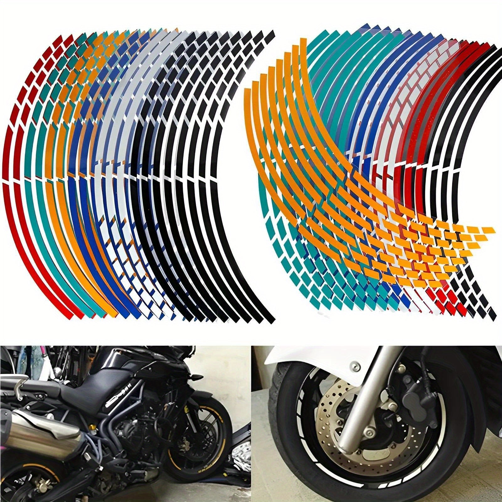 16pcs Motorcycle Car Tire Decals Reflective Rim Tape Waterproof Wheel Stickers