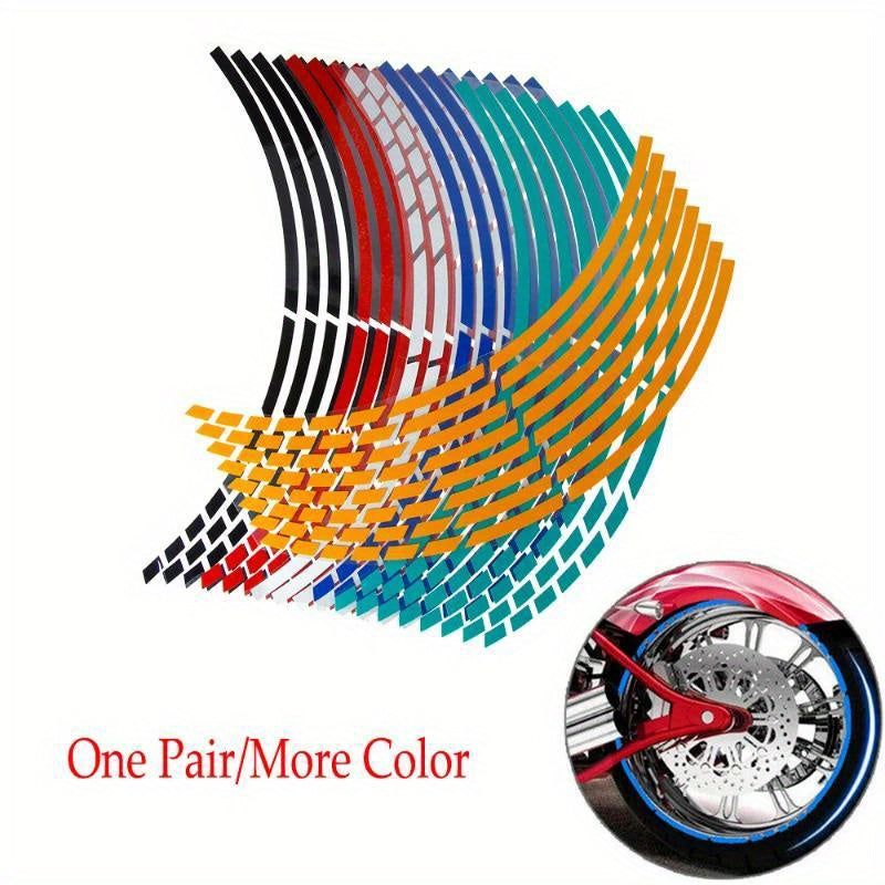 16pcs Motorcycle Car Tire Decals Reflective Rim Tape Waterproof Wheel Stickers