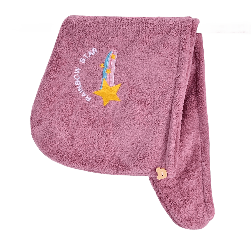 Ayollar uchun sochiq bilan qoplangan mikrofiber soch sochiq qopqog'i, tugma bilan, tez quriydi, bir xil ranglar