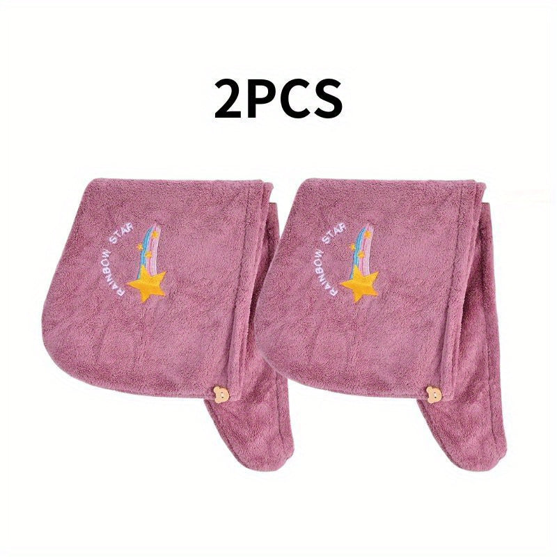 Ayollar uchun sochiq bilan qoplangan mikrofiber soch sochiq qopqog'i, tugma bilan, tez quriydi, bir xil ranglar