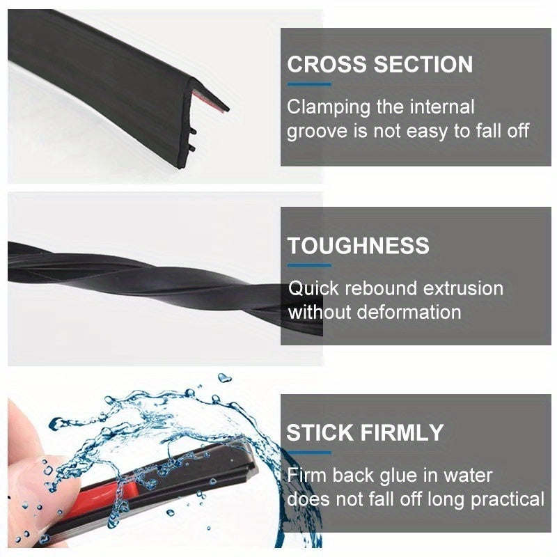 Car Window Seal Strip Rubber Door Edge Guard Noise Reduction Vibration Dampening 3m