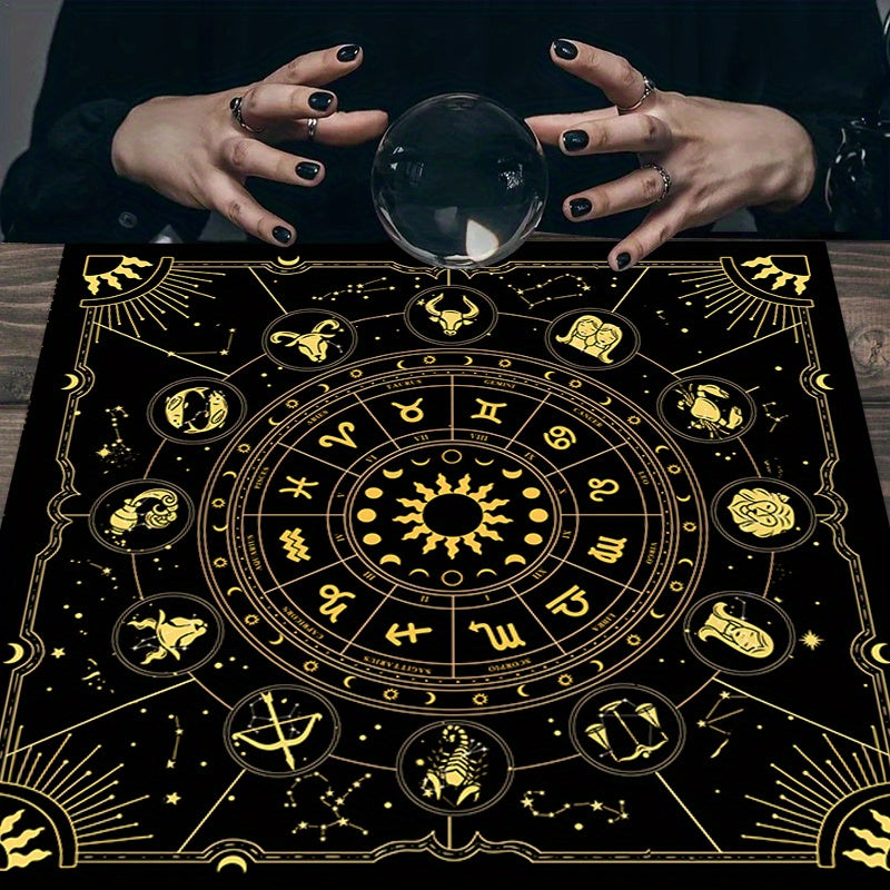 Tarot Mat with Constellations Sun Stars and Mystical Altar Cloth for Cards Runes Witchcraft Astrology