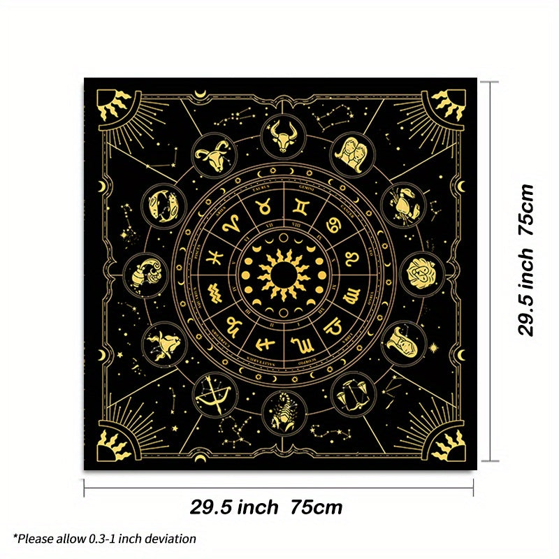 Tarot Mat with Constellations Sun Stars and Mystical Altar Cloth for Cards Runes Witchcraft Astrology
