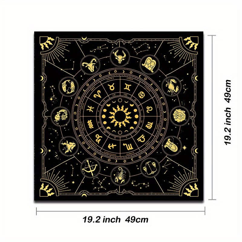 Tarot Mat with Constellations Sun Stars and Mystical Altar Cloth for Cards Runes Witchcraft Astrology