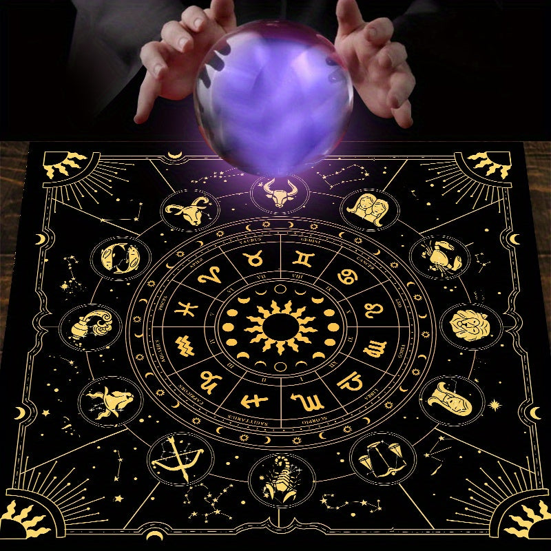 Tarot Mat with Constellations Sun Stars and Mystical Altar Cloth for Cards Runes Witchcraft Astrology