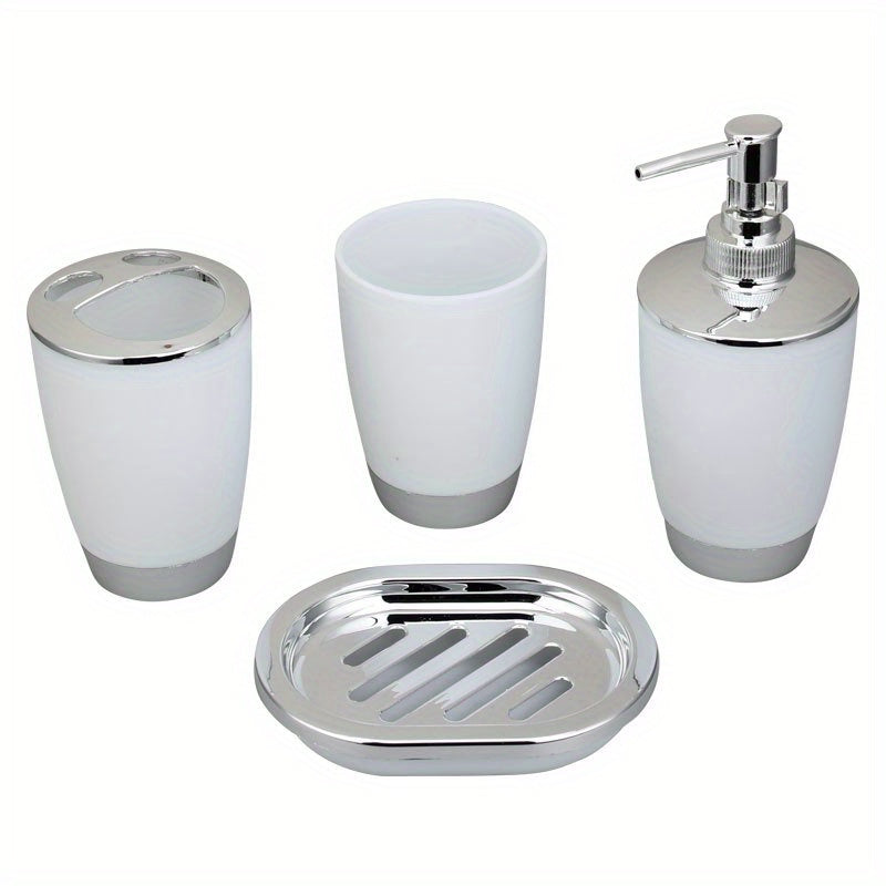 6-Piece Bathroom Accessory Set with Trash Can Toilet Brush Lotion Dispenser Soap Dish Mouthwash Cup and Toothbrush Holder