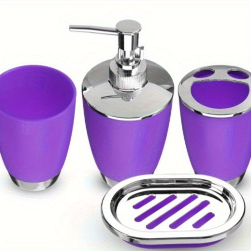 6-Piece Bathroom Accessory Set with Trash Can Toilet Brush Lotion Dispenser Soap Dish Mouthwash Cup and Toothbrush Holder