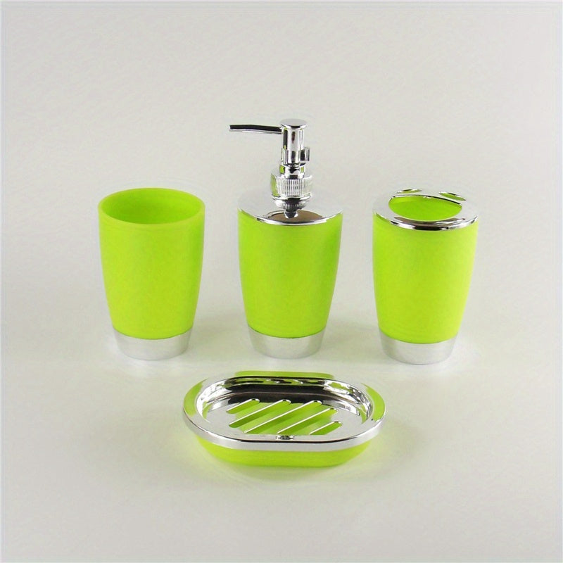 6-Piece Bathroom Accessory Set with Trash Can Toilet Brush Lotion Dispenser Soap Dish Mouthwash Cup and Toothbrush Holder