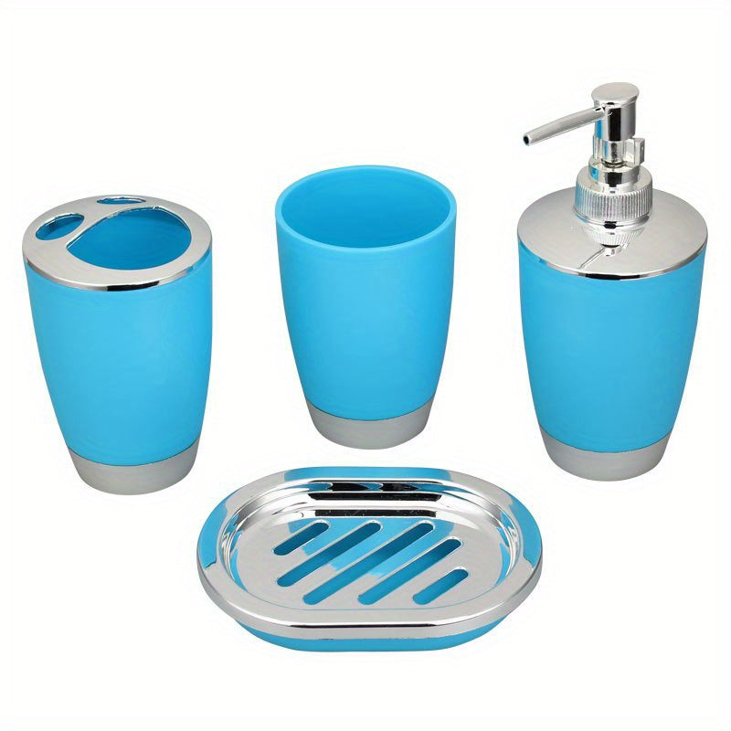 6-Piece Bathroom Accessory Set with Trash Can Toilet Brush Lotion Dispenser Soap Dish Mouthwash Cup and Toothbrush Holder