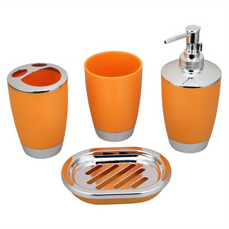 6-Piece Bathroom Accessory Set with Trash Can Toilet Brush Lotion Dispenser Soap Dish Mouthwash Cup and Toothbrush Holder
