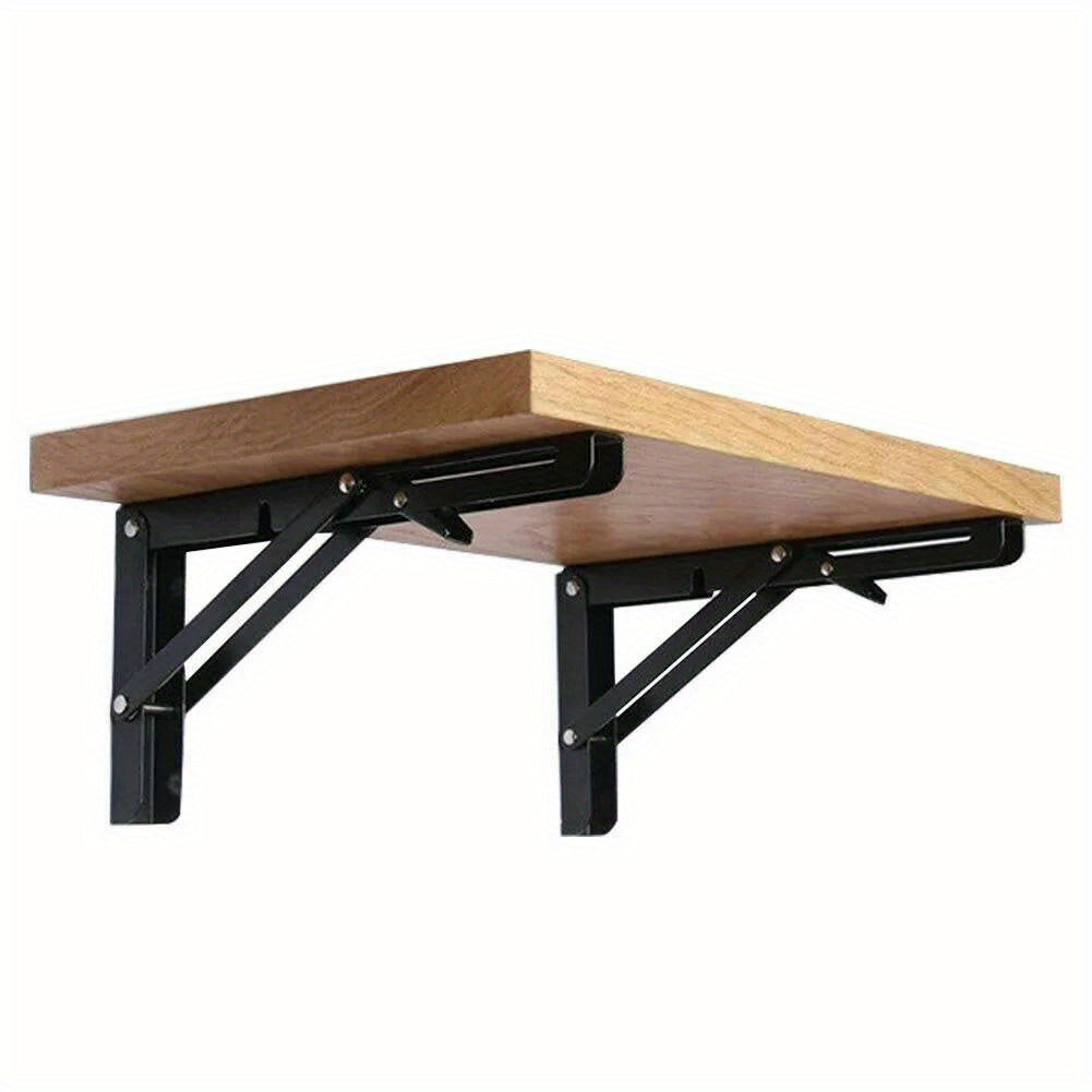 2-Pack Stainless Steel Folding Bracket Table Shelf Black for Campervan Motorhome