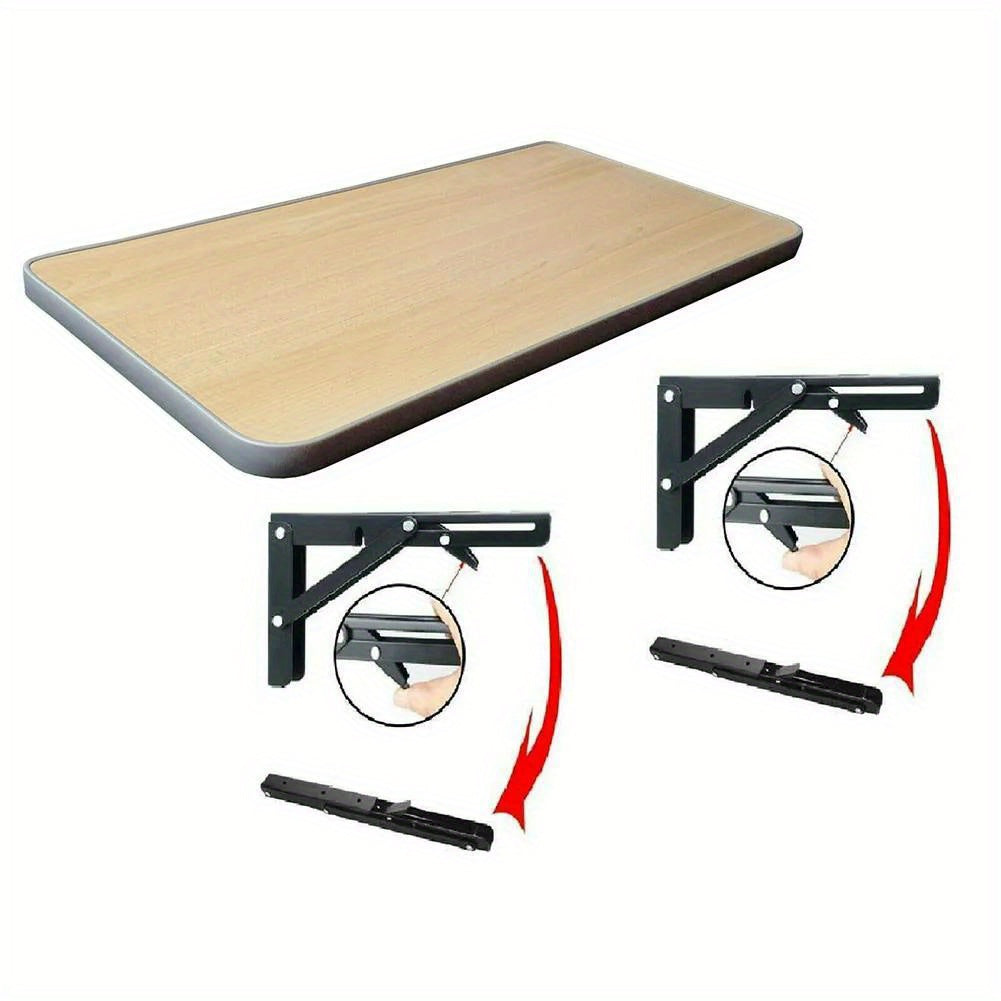2-Pack Stainless Steel Folding Bracket Table Shelf Black for Campervan Motorhome