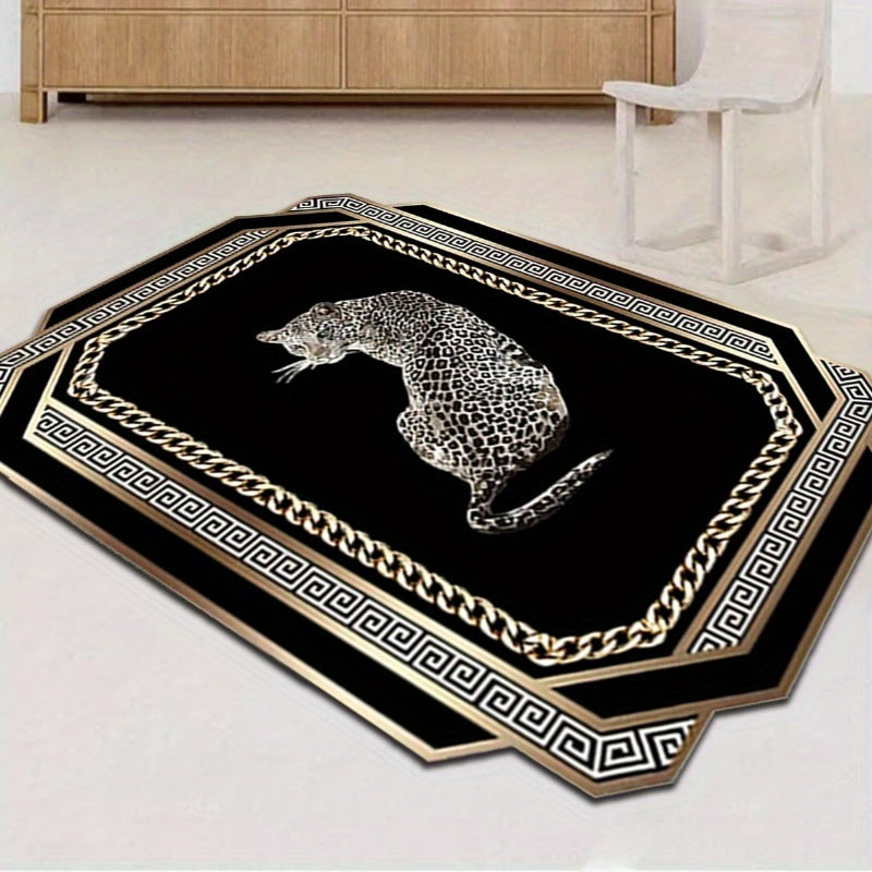 Qora Leopard Velur Gilam Yostiqsiz Qattiqlashtiruvchi Qavat uchun Yashash xonasi va Yotoqxona Dekori