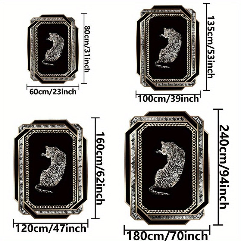 Qora Leopard Velur Gilam Yostiqsiz Qattiqlashtiruvchi Qavat uchun Yashash xonasi va Yotoqxona Dekori