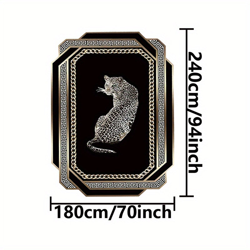 Qora Leopard Velur Gilam Yostiqsiz Qattiqlashtiruvchi Qavat uchun Yashash xonasi va Yotoqxona Dekori