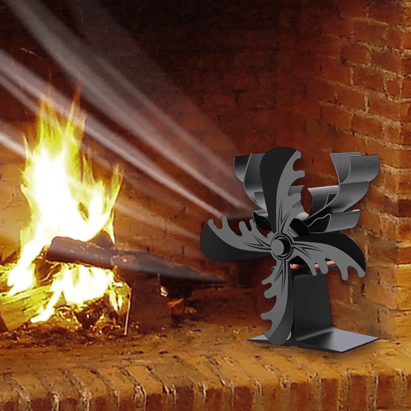 Heat Powered Fireplace Fan, Aluminum Alloy, 17.78x8.89cm, Non-Electric Wood Stove Fan