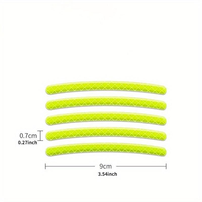 20pcs Reflective Wheel Stickers for Cars and Motorcycles Green Silvery Tire Warning Safety