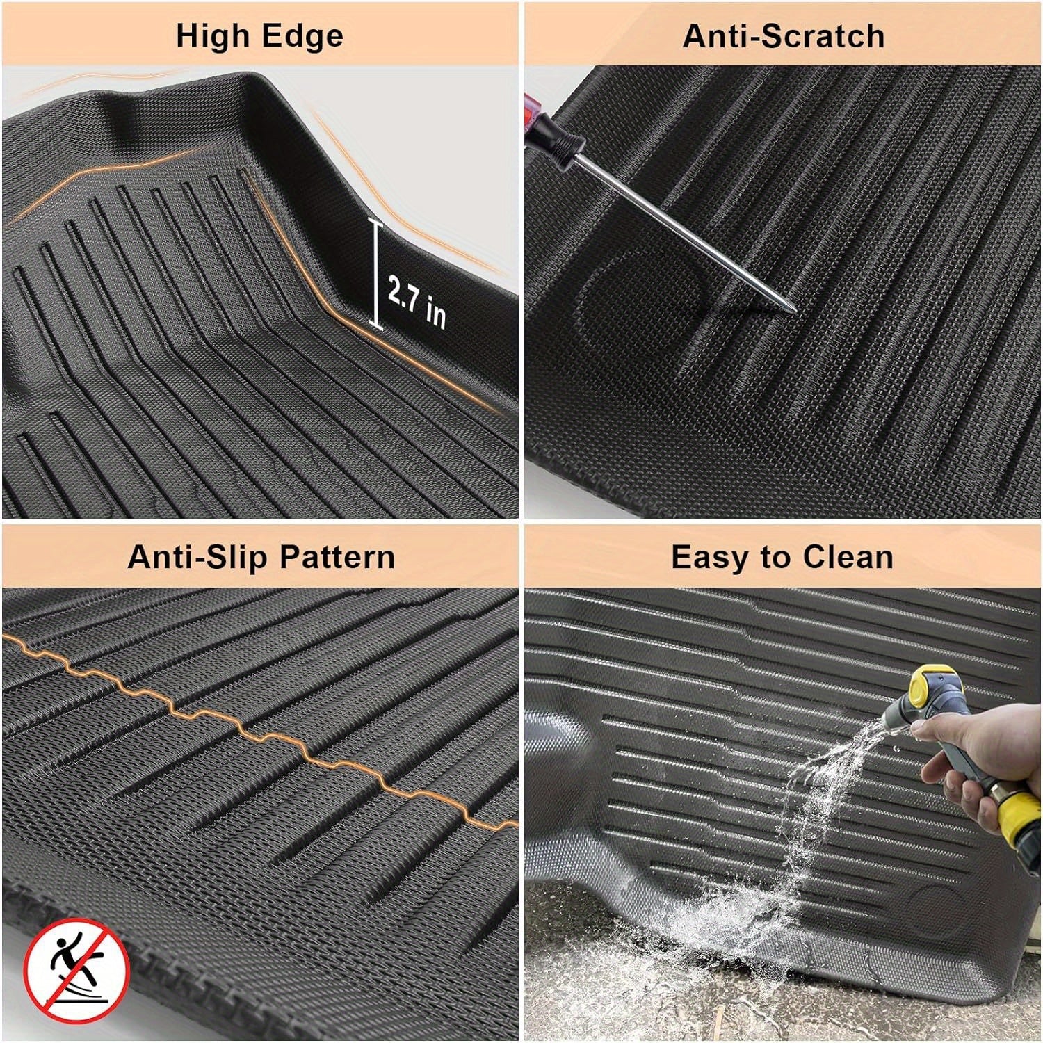 6-to'plam TPE Avtomobil politsalari Model 3 Y uchun barcha ob-havo sharoitlariga mos, suv o'tkazmaydigan, sirpanmaydigan