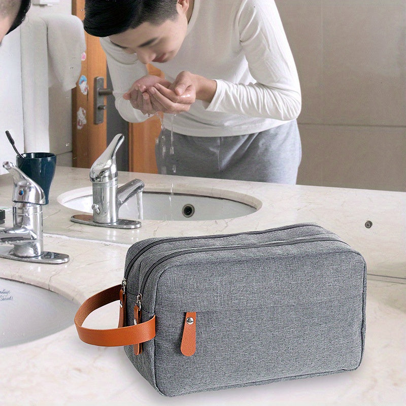 Bolsa de aseo de viaje resistente al agua para hombres con organizador colgante y múltiples compartimentos