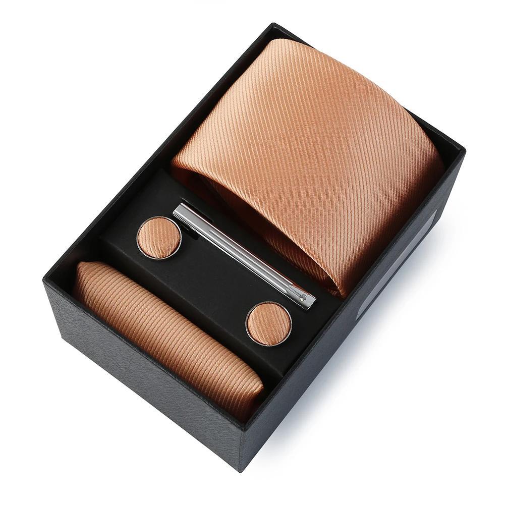 Men's Wedding Tie Set with Silk Necktie Pocket Square and Accessories