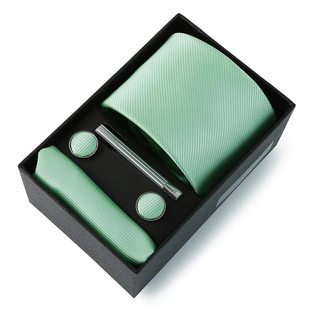 Men's Wedding Tie Set with Silk Necktie Pocket Square and Accessories