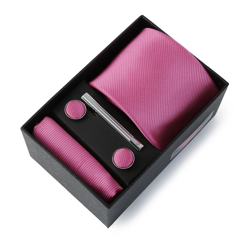 Men's Wedding Tie Set with Silk Necktie Pocket Square and Accessories