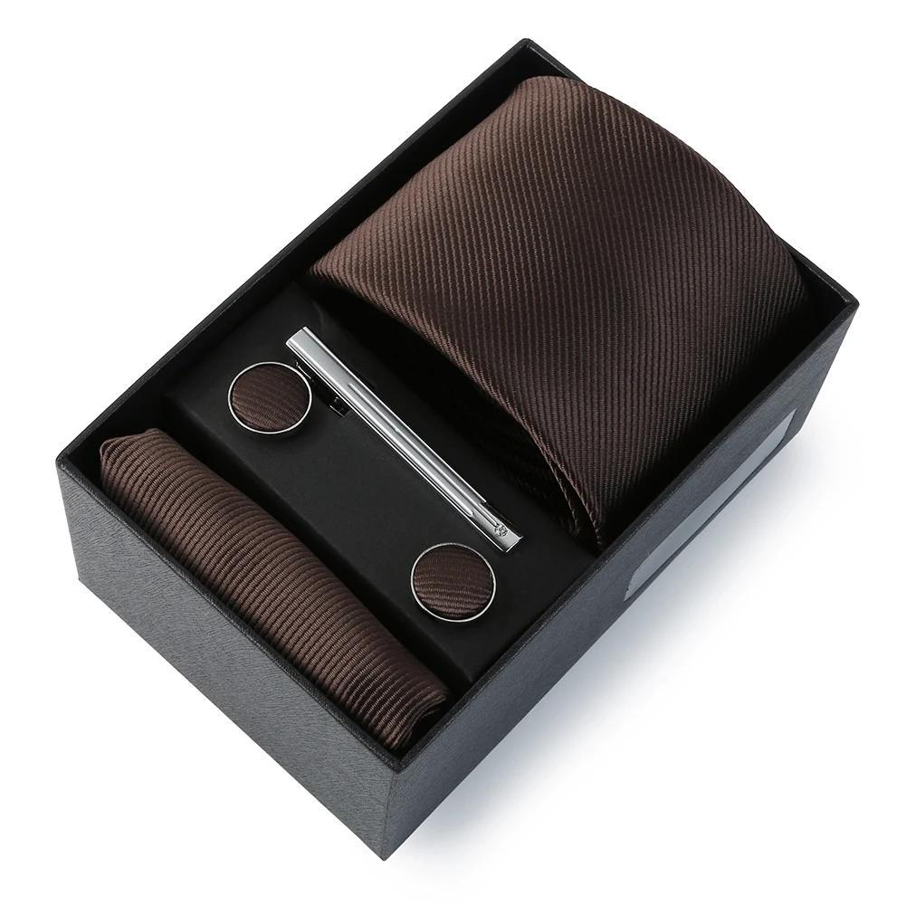 Men's Wedding Tie Set with Silk Necktie Pocket Square and Accessories