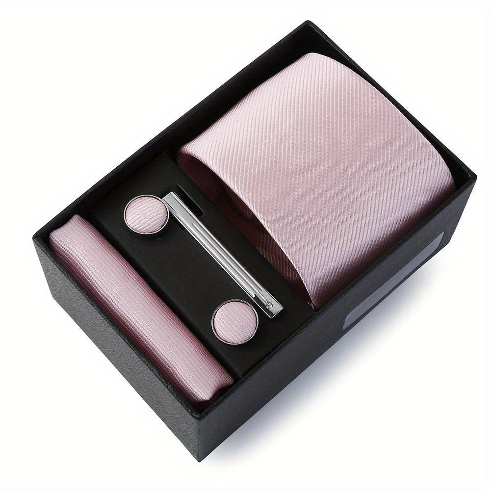 Men's Wedding Tie Set with Silk Necktie Pocket Square and Accessories