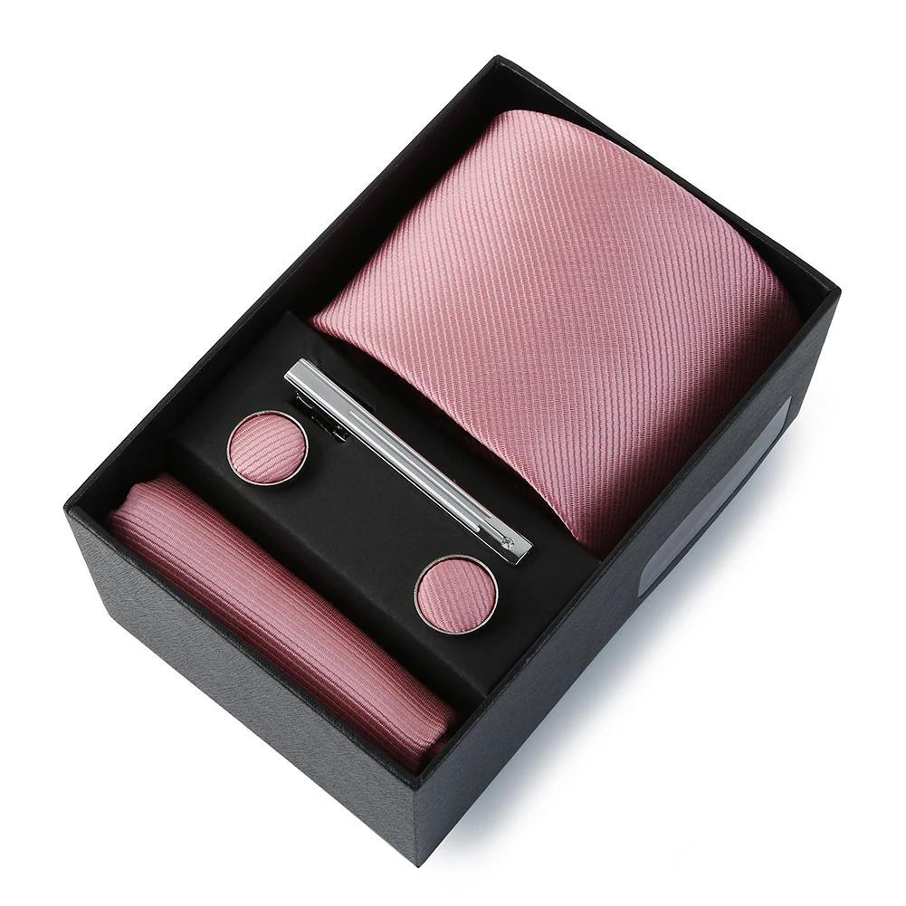 Men's Wedding Tie Set with Silk Necktie Pocket Square and Accessories