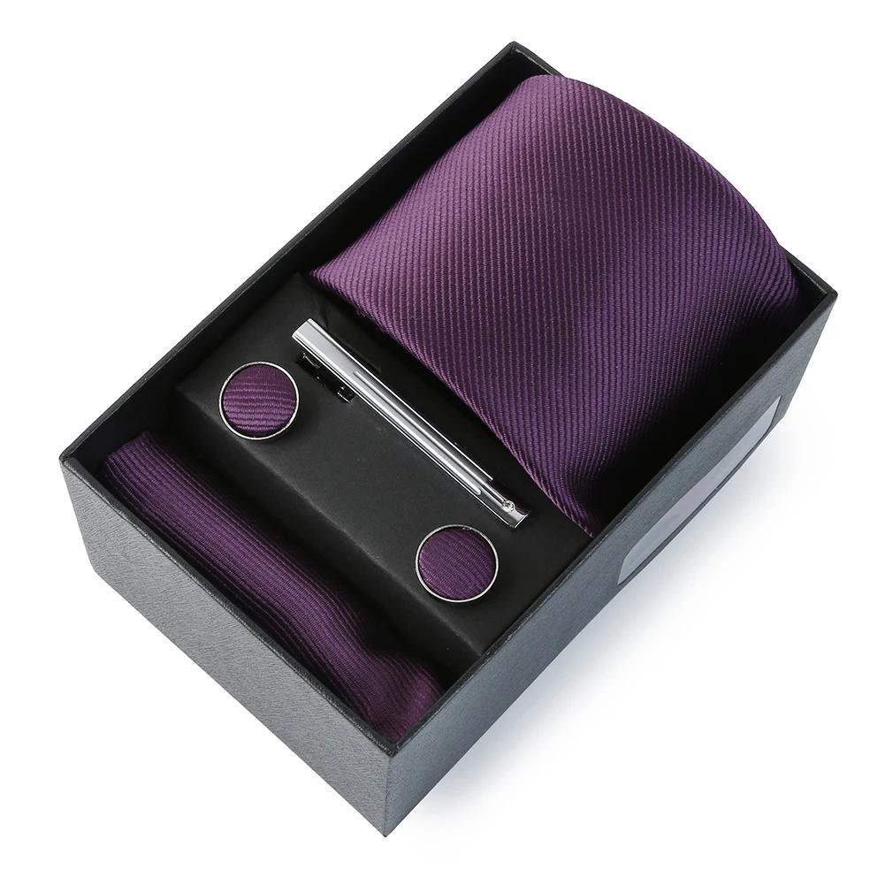 Men's Wedding Tie Set with Silk Necktie Pocket Square and Accessories